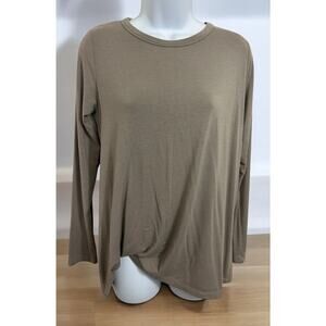 Womens Sen Gray Long-Sleeve Top Sz 1 Small US Front Tucked Knot Soft Modal Shirt